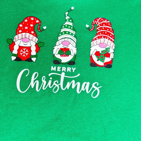 Holiday Time Gnomes Tee Shirt Long Sleeve Green New Gifts Christmas School Party - Picture 2 of 7